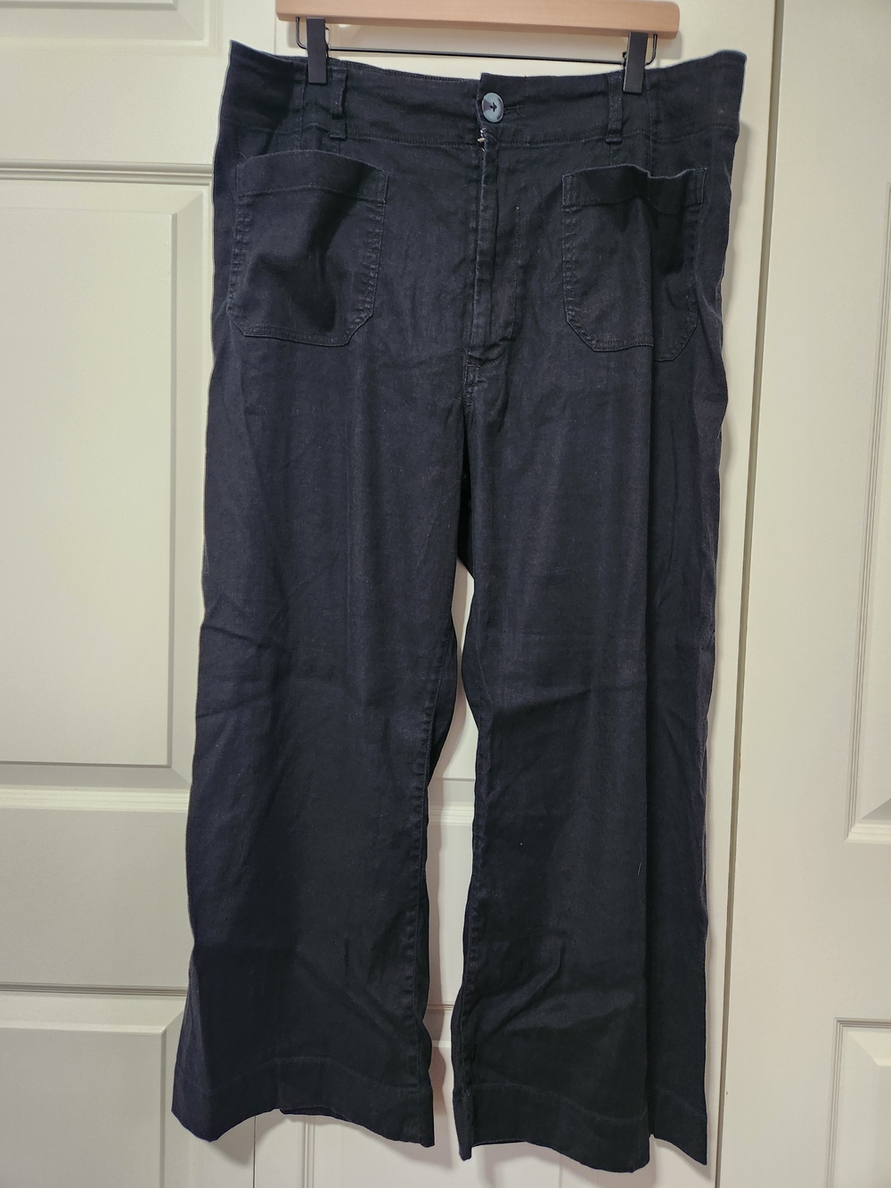 Maeve The Collette Black Wide-Leg Linen Utility Pants